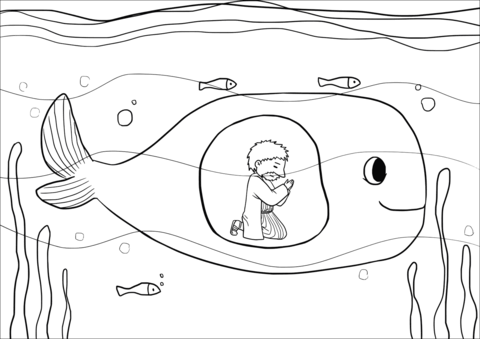 Jonah Was In The Belly Of The Fish Three Days And Three Nights Coloring Page